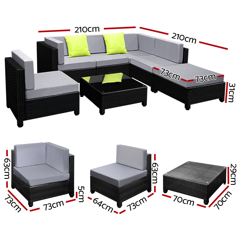 7PC Sofa Set Outdoor Furniture Lounge Setting Wicker Couches Garden Patio Pool - image2