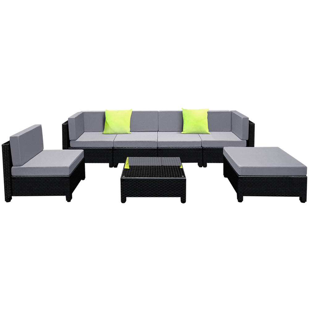 7PC Sofa Set Outdoor Furniture Lounge Setting Wicker Couches Garden Patio Pool - image3