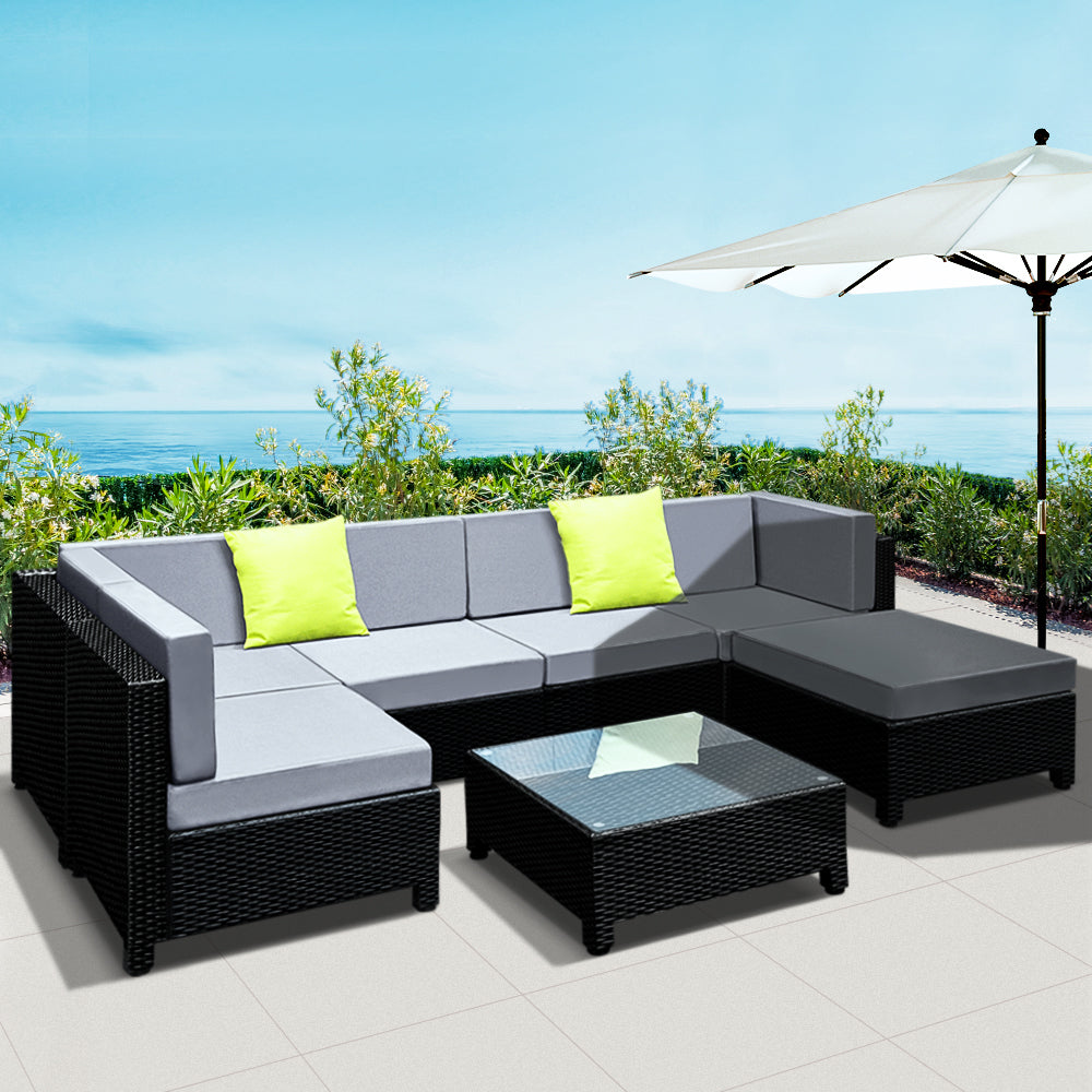 7PC Sofa Set Outdoor Furniture Lounge Setting Wicker Couches Garden Patio Pool - image8