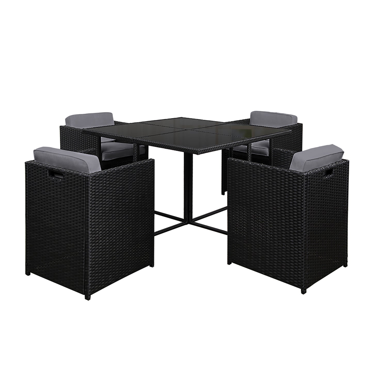 5 Piece Wicker Outdoor Dining Set - Black - image1