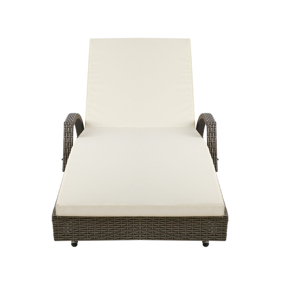 Set of 2 Outdoor Sun Lounge Chair with Cushion- Grey - image3