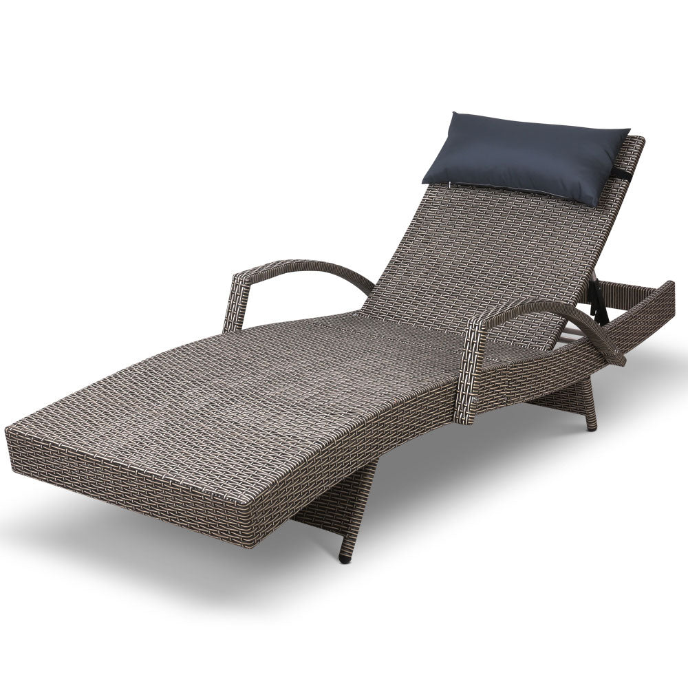 Outdoor Sun Lounge Furniture Day Bed Wicker Pillow Sofa Set - image1