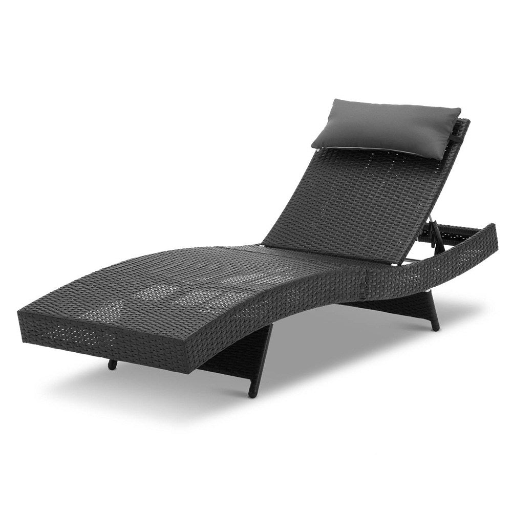 Outdoor Wicker Sun Lounge - Black - image1