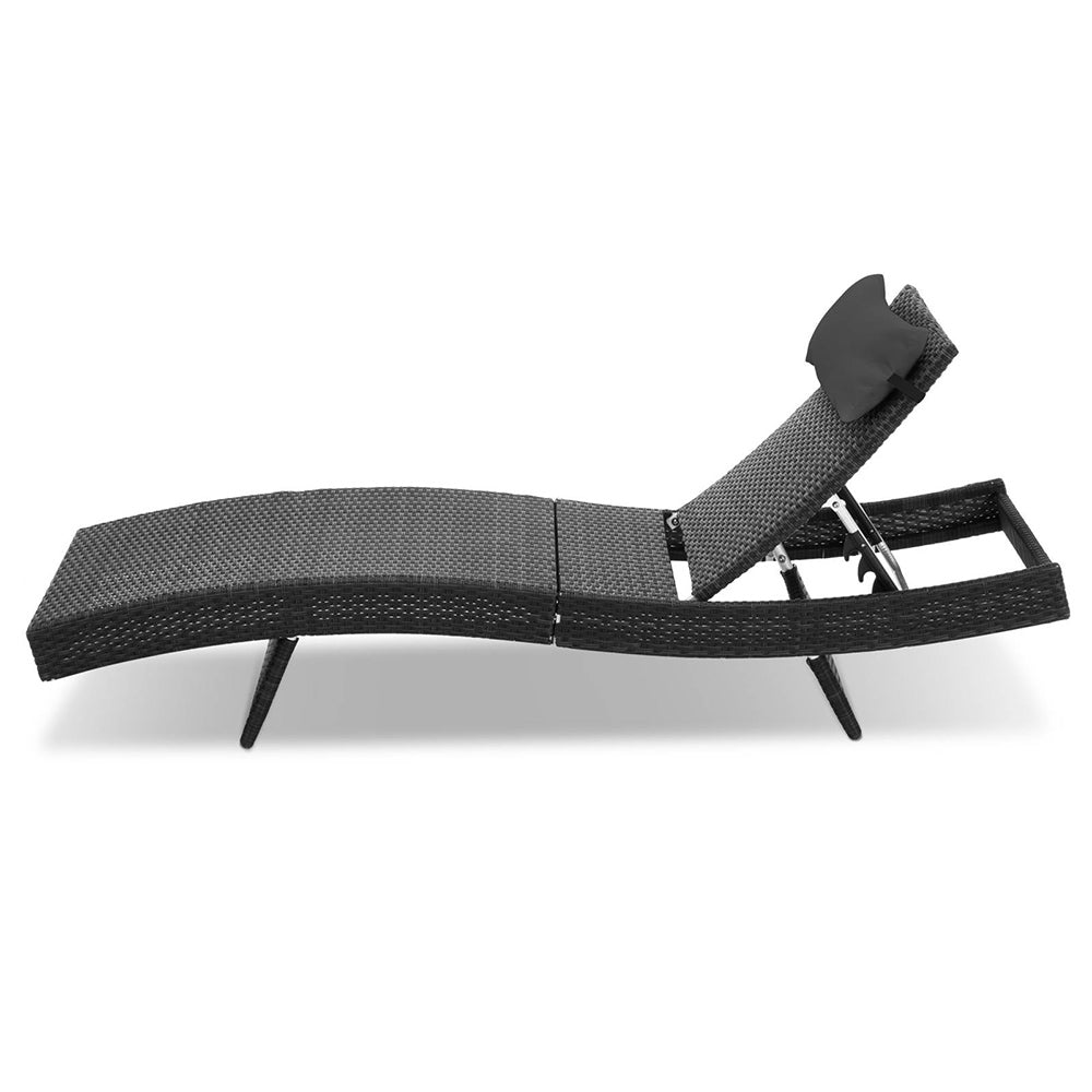 Outdoor Wicker Sun Lounge - Black - image3