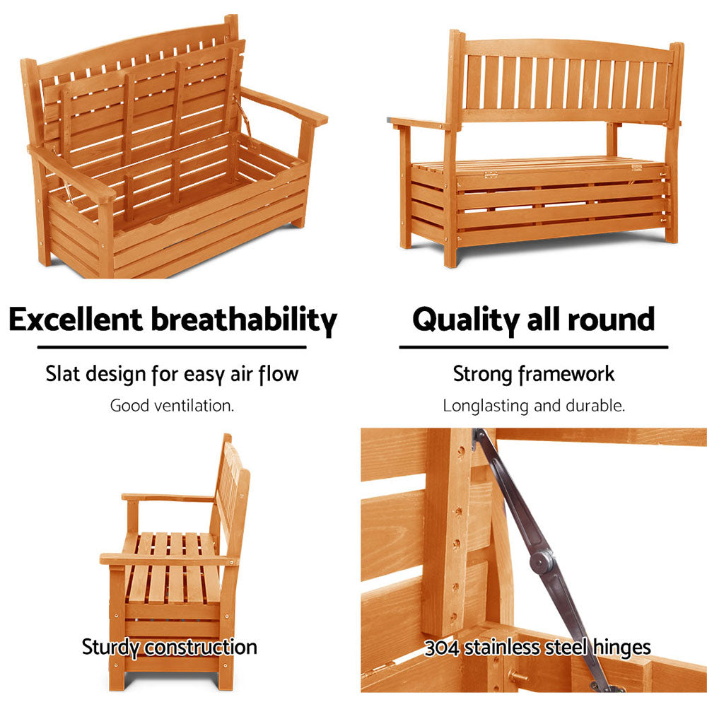 2 Seat Wooden Outdoor Storage Bench - image6