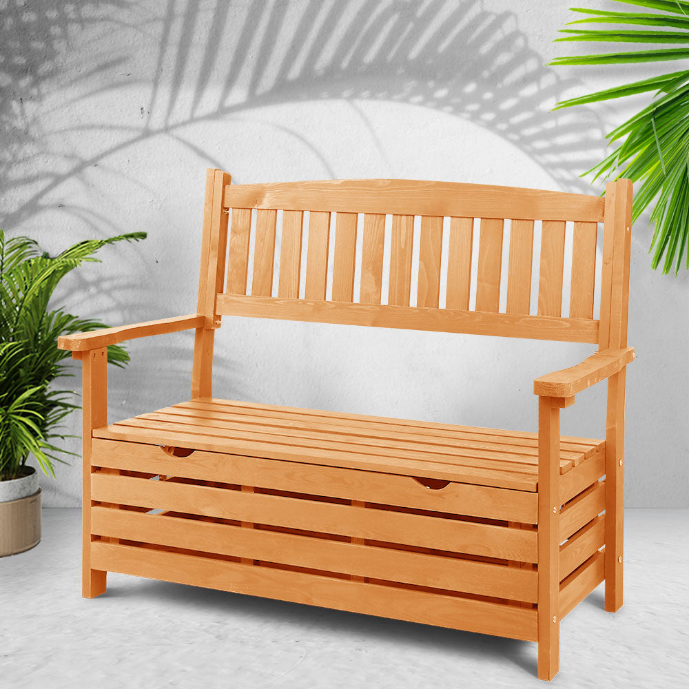 2 Seat Wooden Outdoor Storage Bench - image7