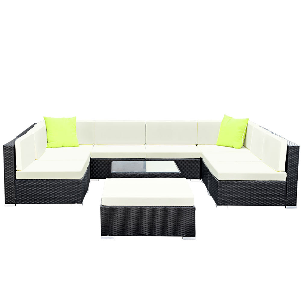 10PC Sofa Set with Storage Cover Outdoor Furniture Wicker - image3