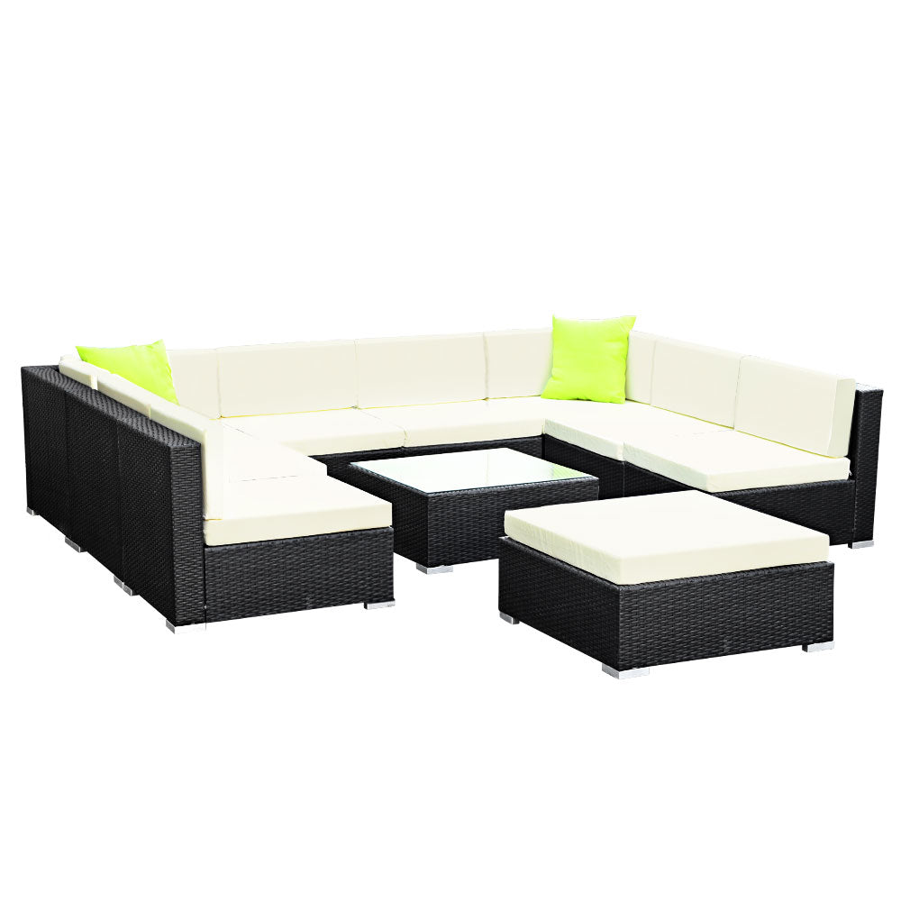10PC Sofa Set with Storage Cover Outdoor Furniture Wicker - image4
