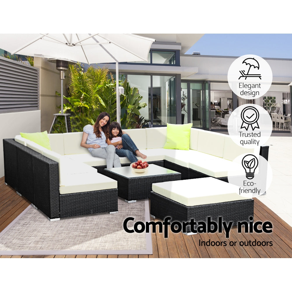 10PC Sofa Set with Storage Cover Outdoor Furniture Wicker - image6