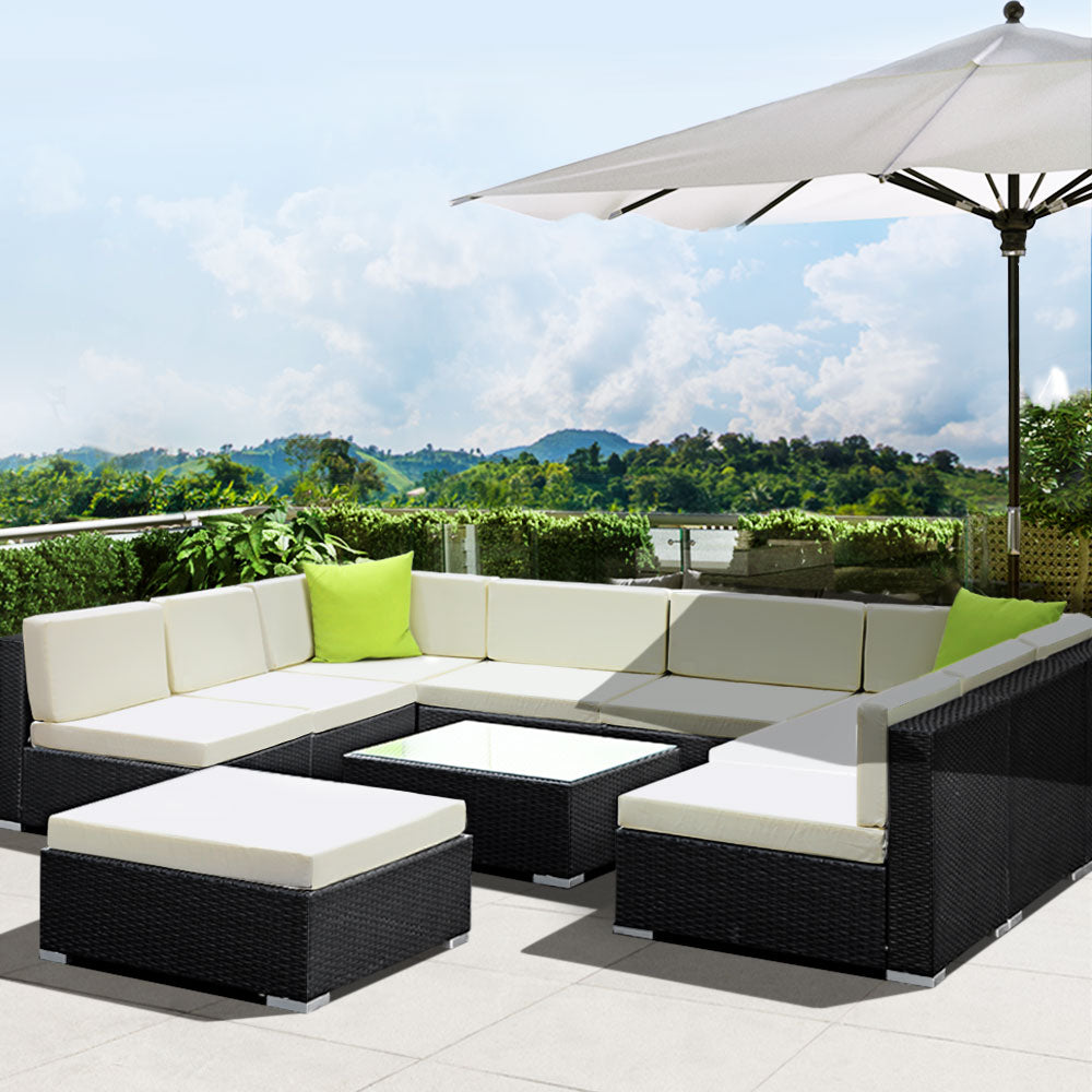 10PC Sofa Set with Storage Cover Outdoor Furniture Wicker - image8