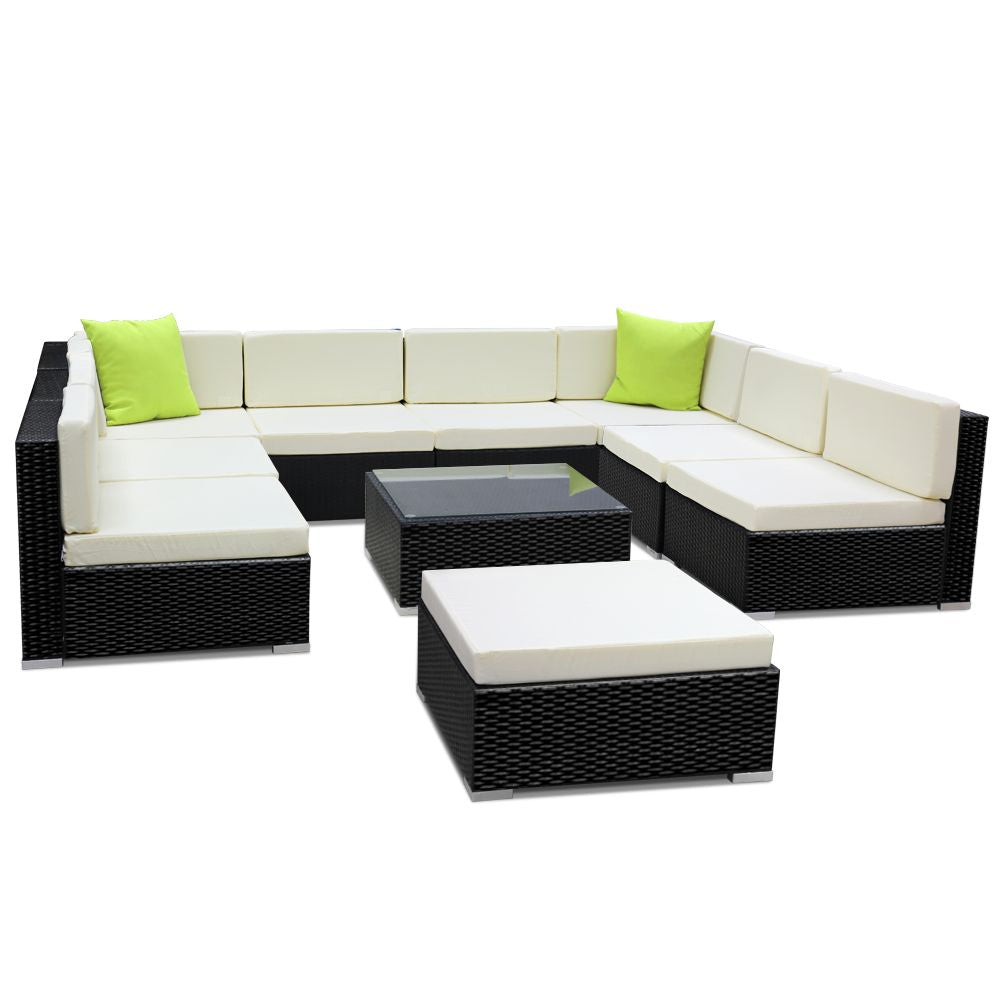 10PC Outdoor Furniture Sofa Set Wicker Garden Patio Lounge - image1