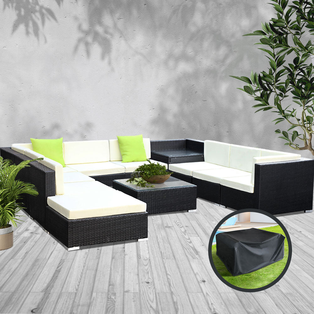 11PC Sofa Set with Storage Cover Outdoor Furniture Wicker - image9