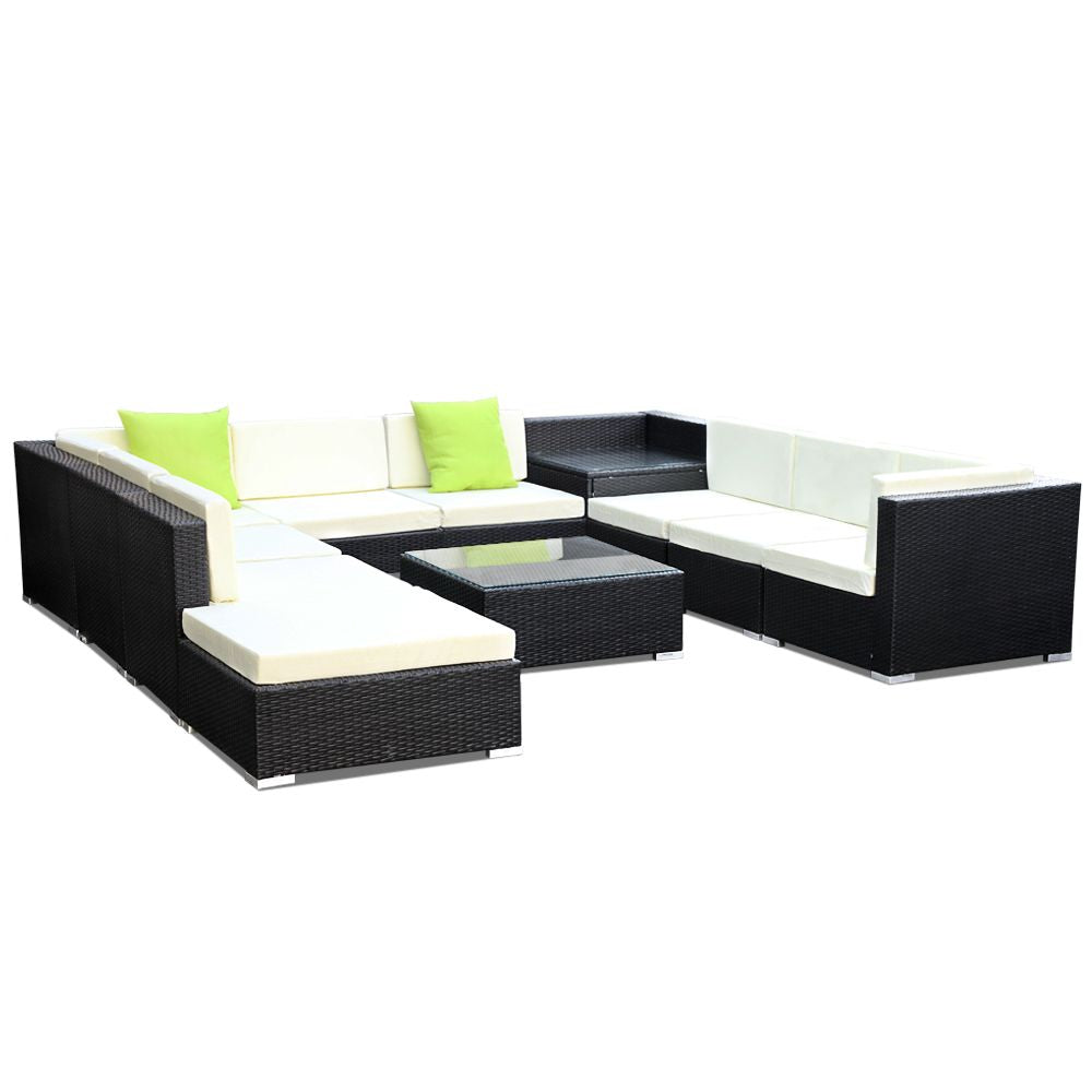 11PC Outdoor Furniture Sofa Set Wicker Garden Patio Lounge - image1