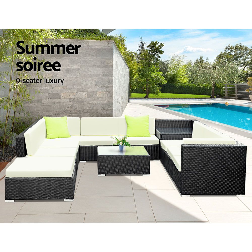 11PC Outdoor Furniture Sofa Set Wicker Garden Patio Lounge - image2