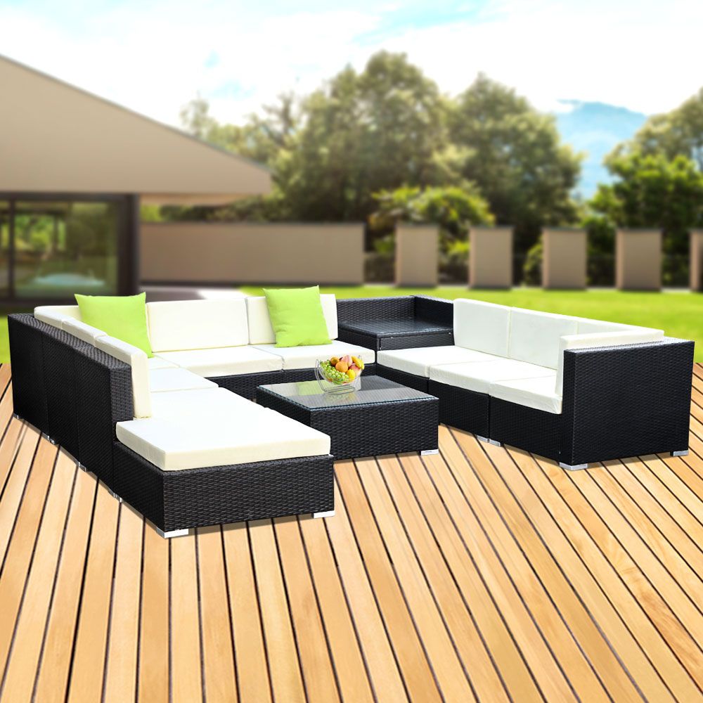 11PC Outdoor Furniture Sofa Set Wicker Garden Patio Lounge - image7