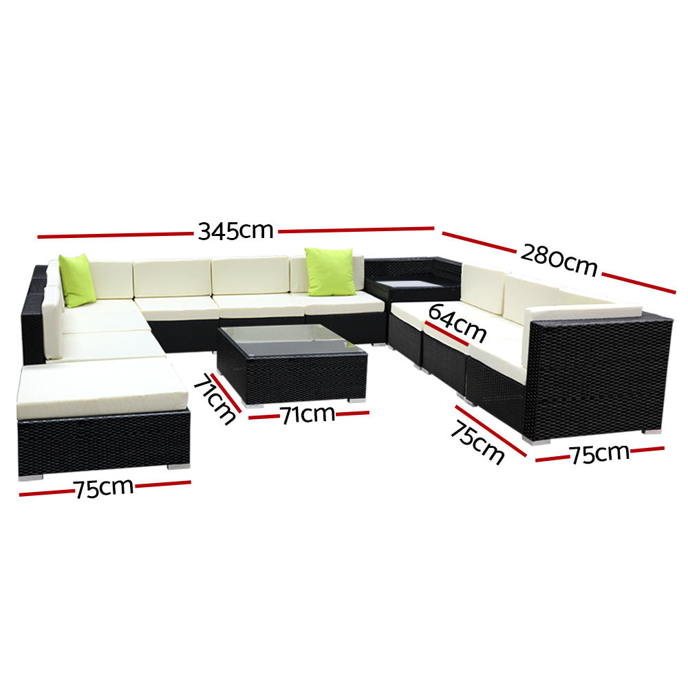 12PC Sofa Set with Storage Cover Outdoor Furniture Wicker - image2