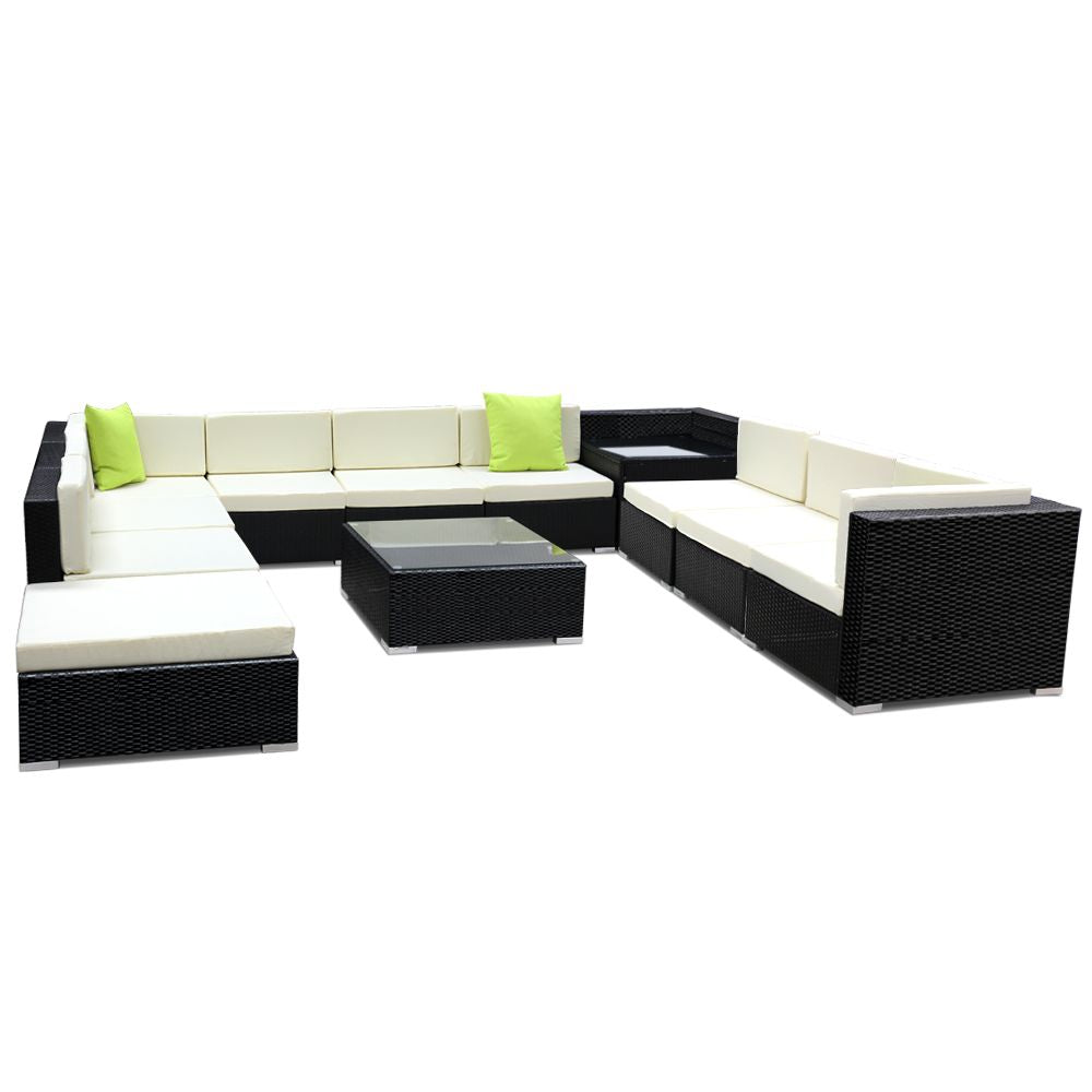 12PC Outdoor Furniture Sofa Set Wicker Garden Patio Lounge - image1