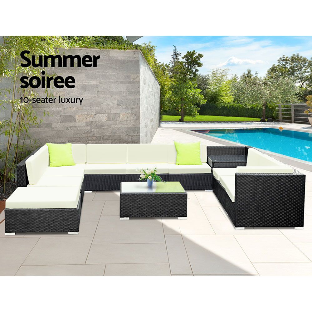 12PC Outdoor Furniture Sofa Set Wicker Garden Patio Lounge - image2