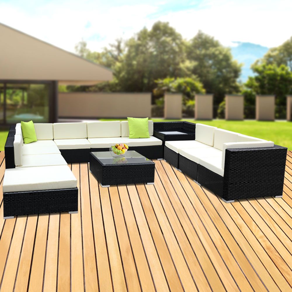12PC Outdoor Furniture Sofa Set Wicker Garden Patio Lounge - image7