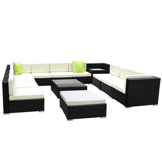 13PC Sofa Set with Storage Cover Outdoor Furniture Wicker - image1