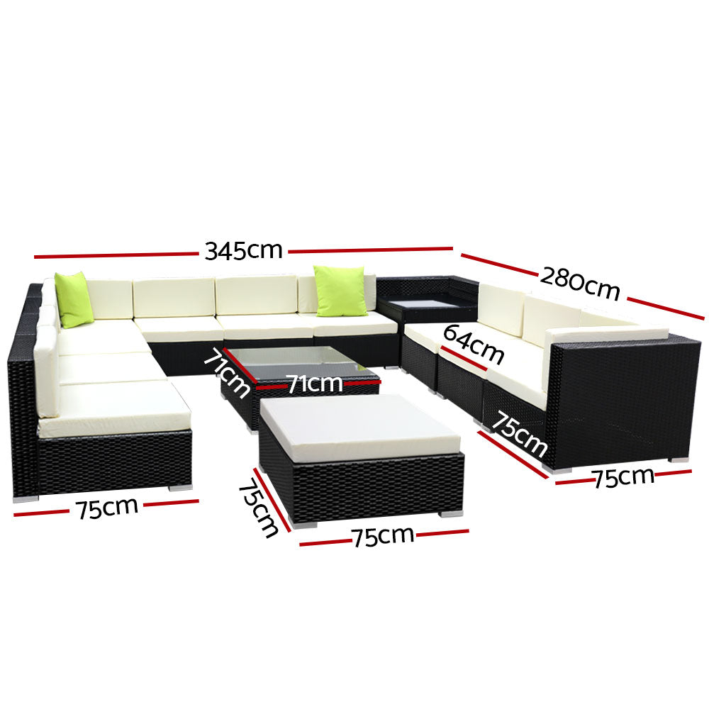 13PC Sofa Set with Storage Cover Outdoor Furniture Wicker - image2