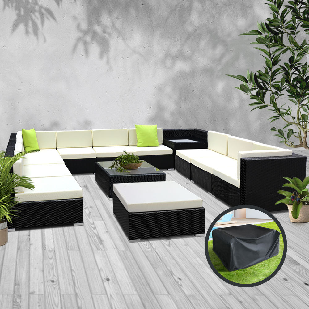 13PC Sofa Set with Storage Cover Outdoor Furniture Wicker - image9