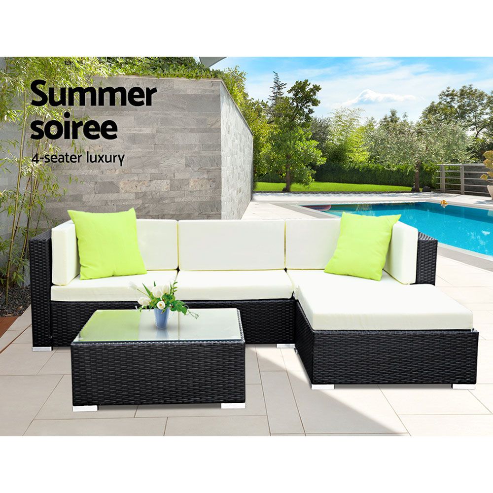 5PC Sofa Set with Storage Cover Outdoor Furniture Wicker - image2