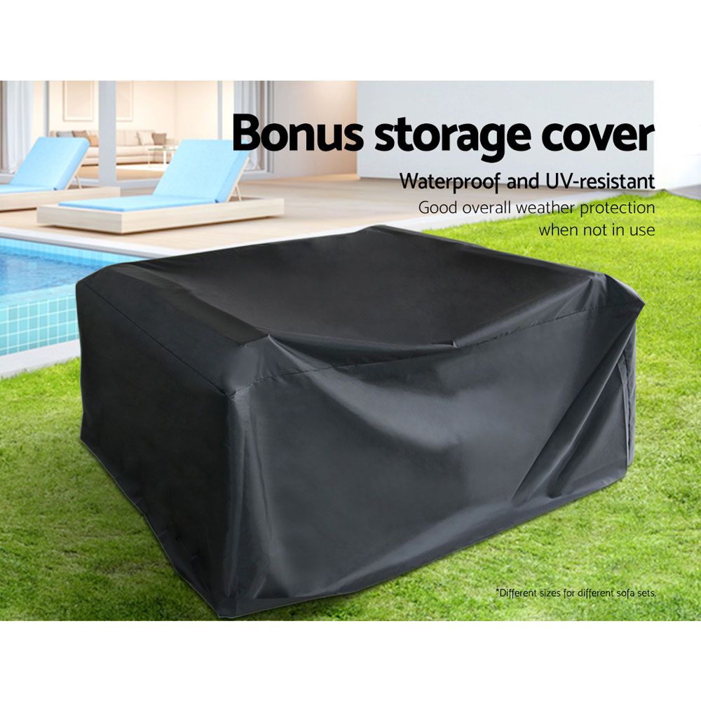 5PC Sofa Set with Storage Cover Outdoor Furniture Wicker - image5