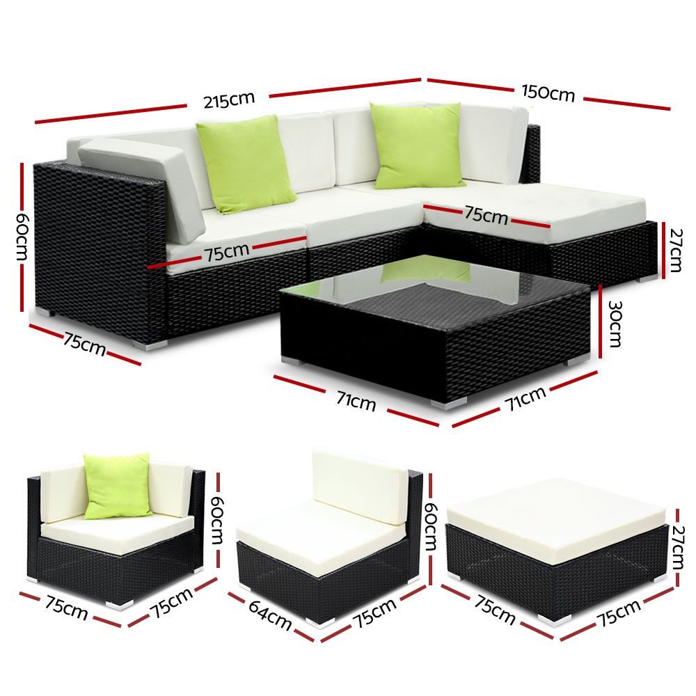 5PC Outdoor Furniture Sofa Set Wicker Garden Patio Pool Lounge - image3