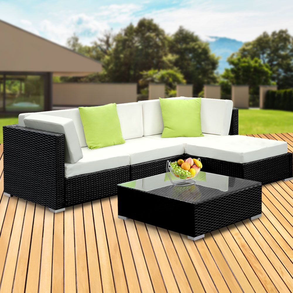 5PC Outdoor Furniture Sofa Set Wicker Garden Patio Pool Lounge - image7