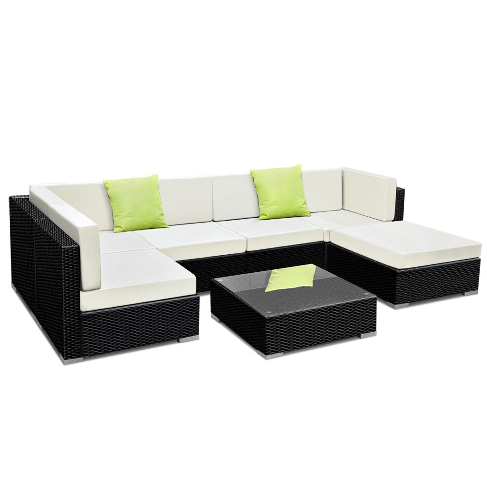 7PC Sofa Set with Storage Cover Outdoor Furniture Wicker - image1