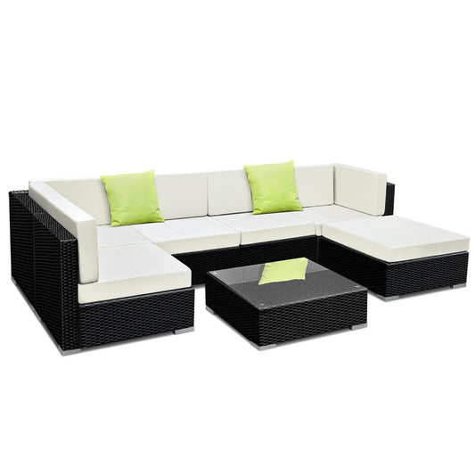 7PC Sofa Set with Storage Cover Outdoor Furniture Wicker - image1