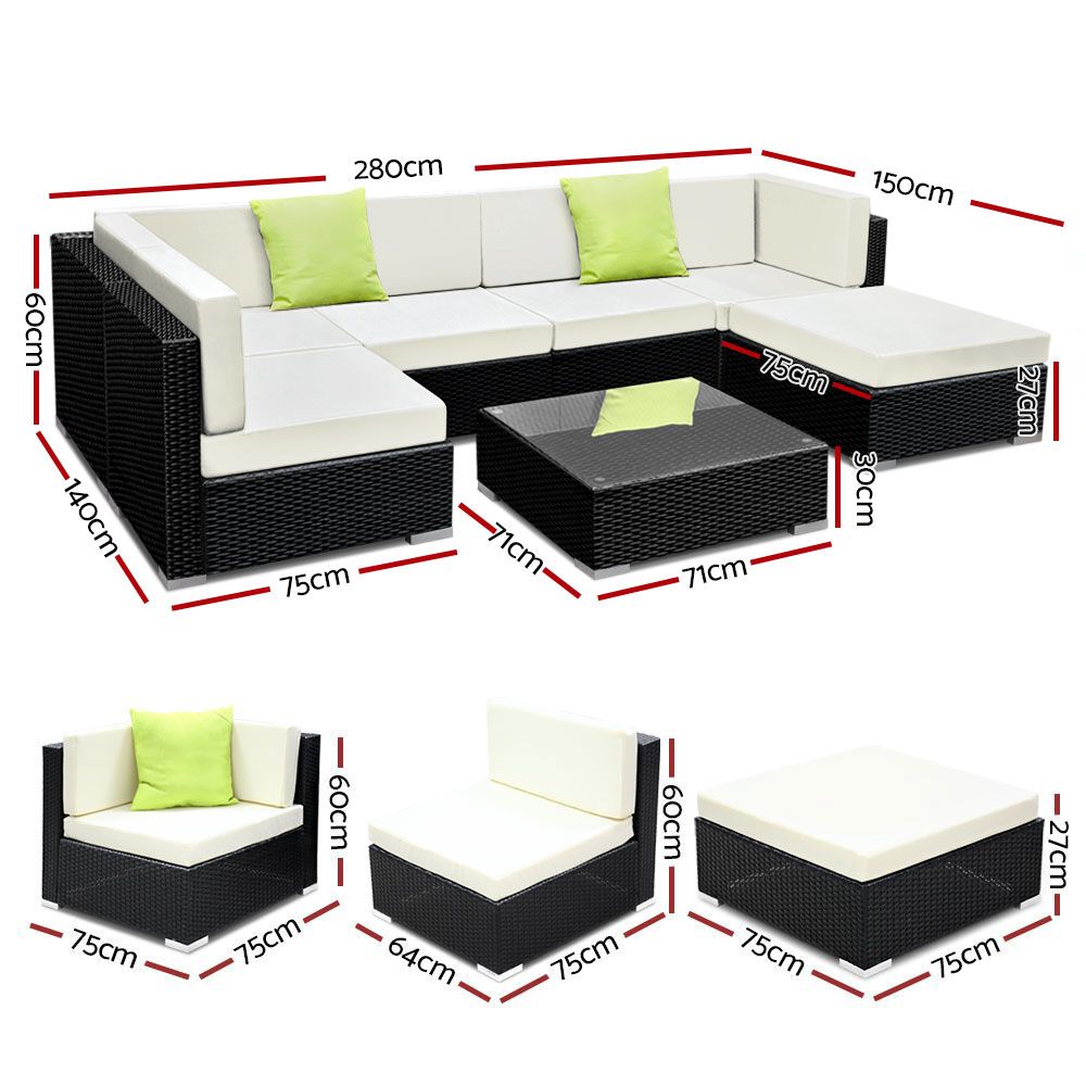 7PC Sofa Set with Storage Cover Outdoor Furniture Wicker - image3