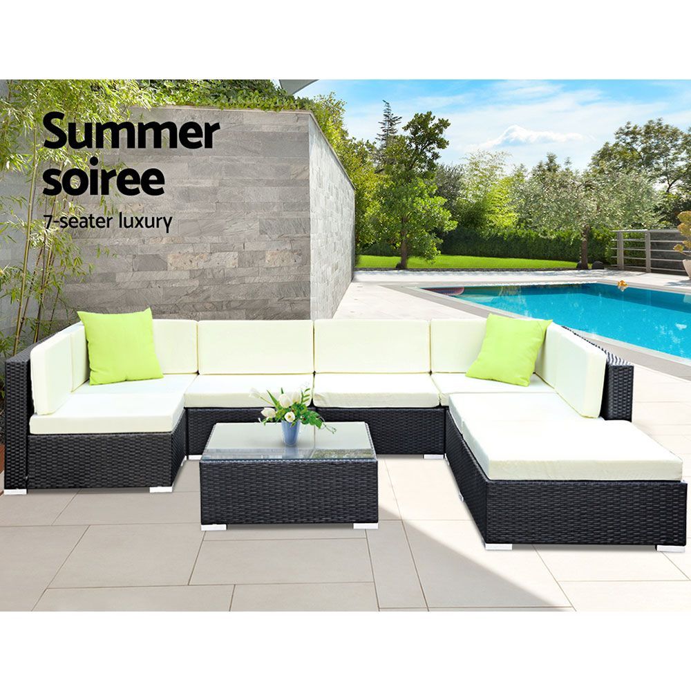 8PC Sofa Set with Storage Cover Outdoor Furniture Wicker - image2