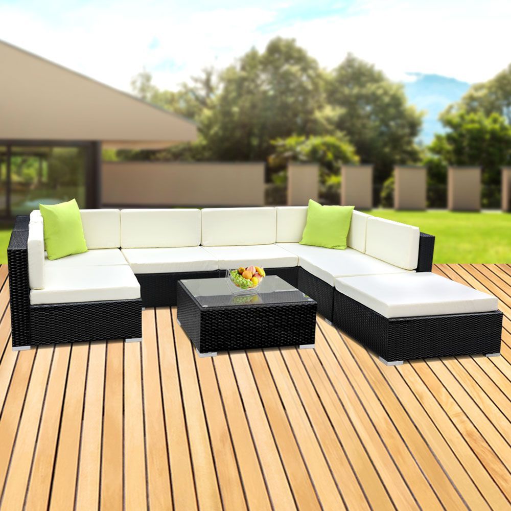 8PC Sofa Set with Storage Cover Outdoor Furniture Wicker - image7