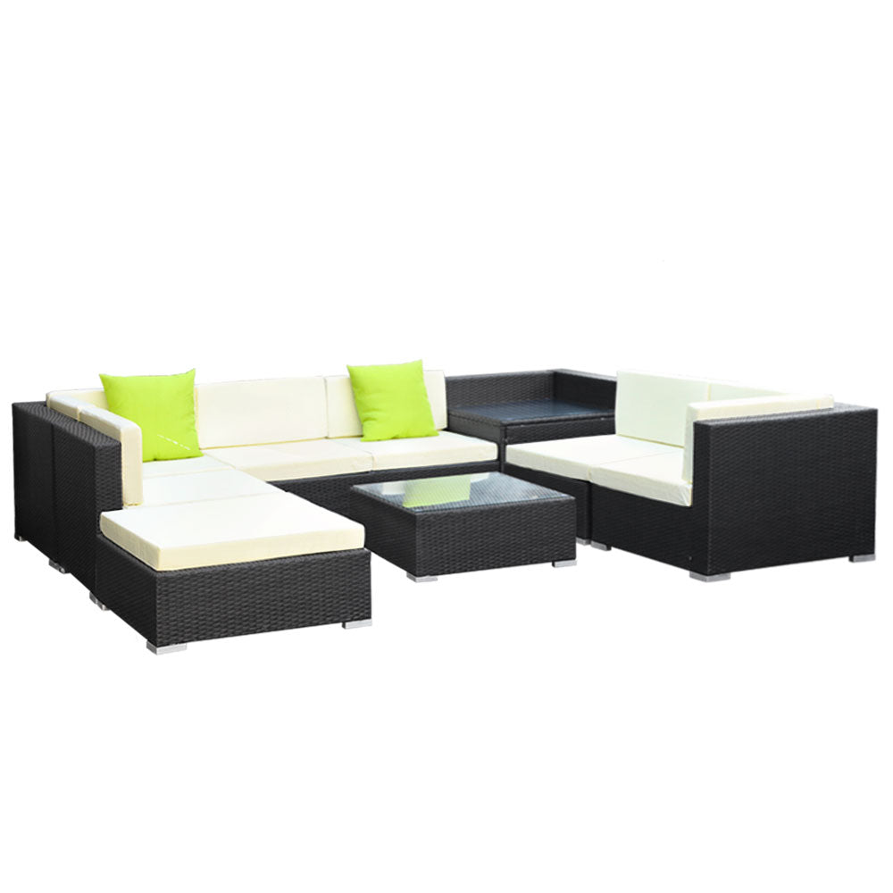 9PC Sofa Set with Storage Cover Outdoor Furniture Wicker - image4