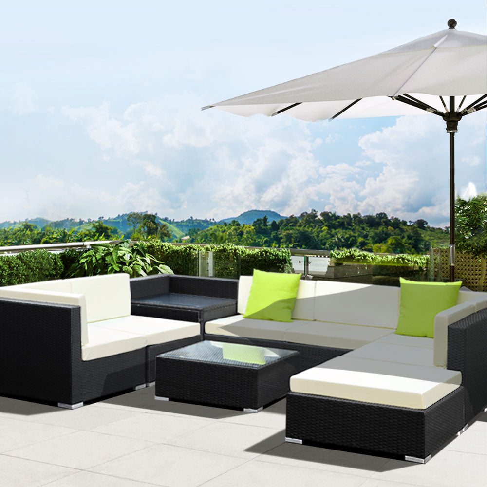 9PC Sofa Set with Storage Cover Outdoor Furniture Wicker - image8