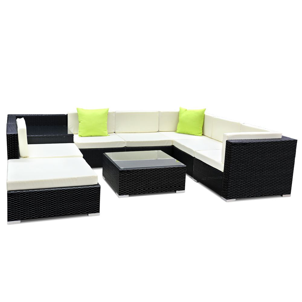 9PC Outdoor Furniture Sofa Set Wicker Garden Patio Pool Lounge - image1