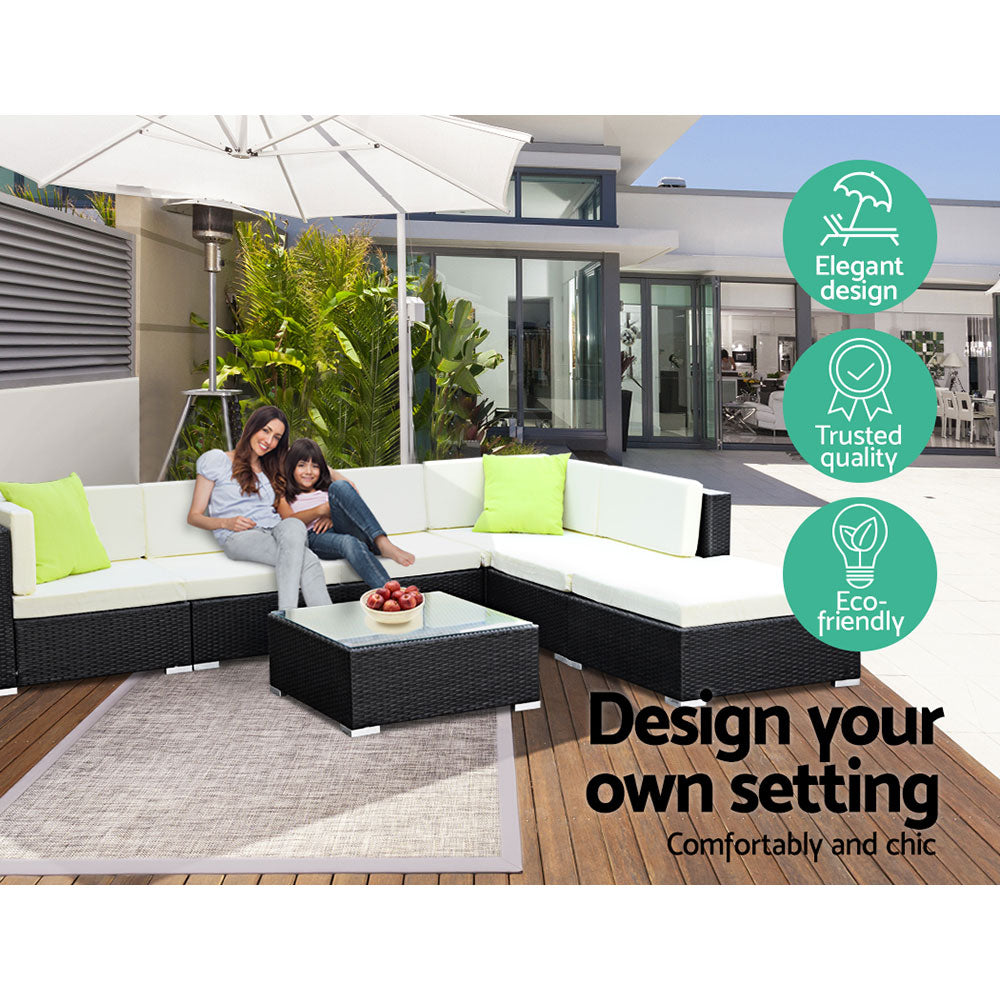 2PC Outdoor Furniture Sofa Set Wicker Rattan Garden Lounge Chair Setting - image7