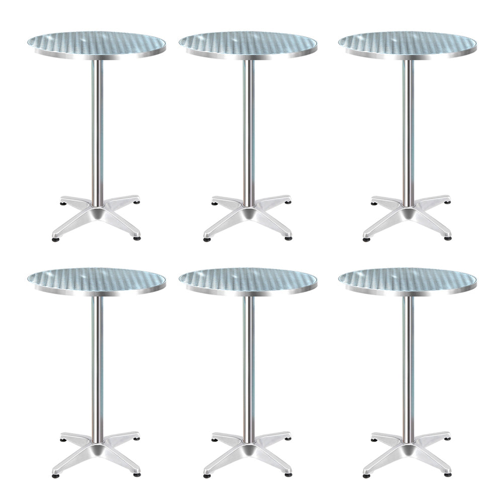 Gardeon 6pcs Outdoor Bar Table Furniture Adjustable Aluminium Cafe Table Round - image1