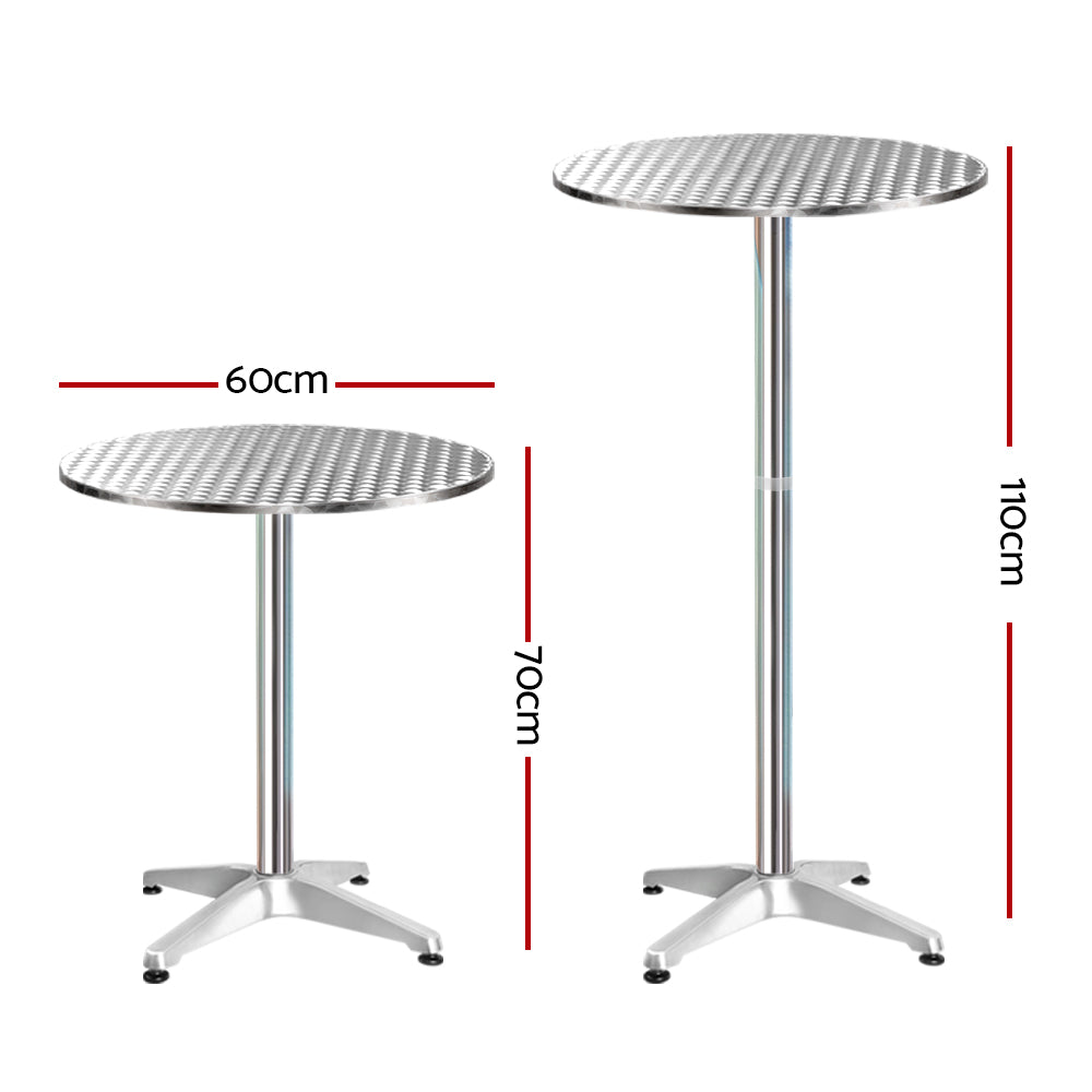 Gardeon 6pcs Outdoor Bar Table Furniture Adjustable Aluminium Cafe Table Round - image2