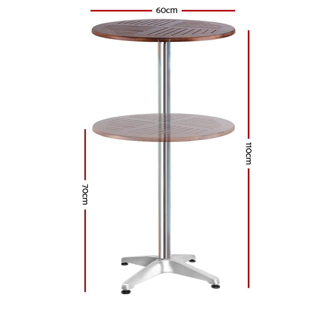 Outdoor Bar Table Furniture Wooden Cafe Table Aluminium Adjustable Round Gardeon - image2