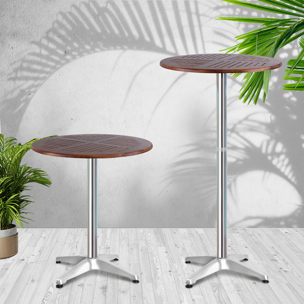 Outdoor Bar Table Furniture Wooden Cafe Table Aluminium Adjustable Round Gardeon - image7