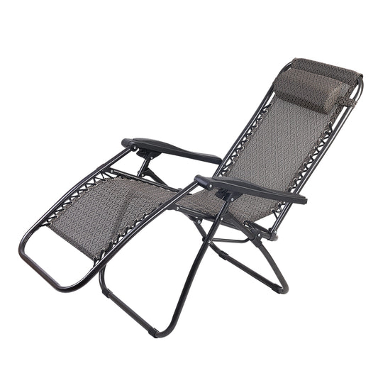 Zero Gravity Recliner Chairs Outdoor Sun Lounge Beach Chair Camping - Beige - image1