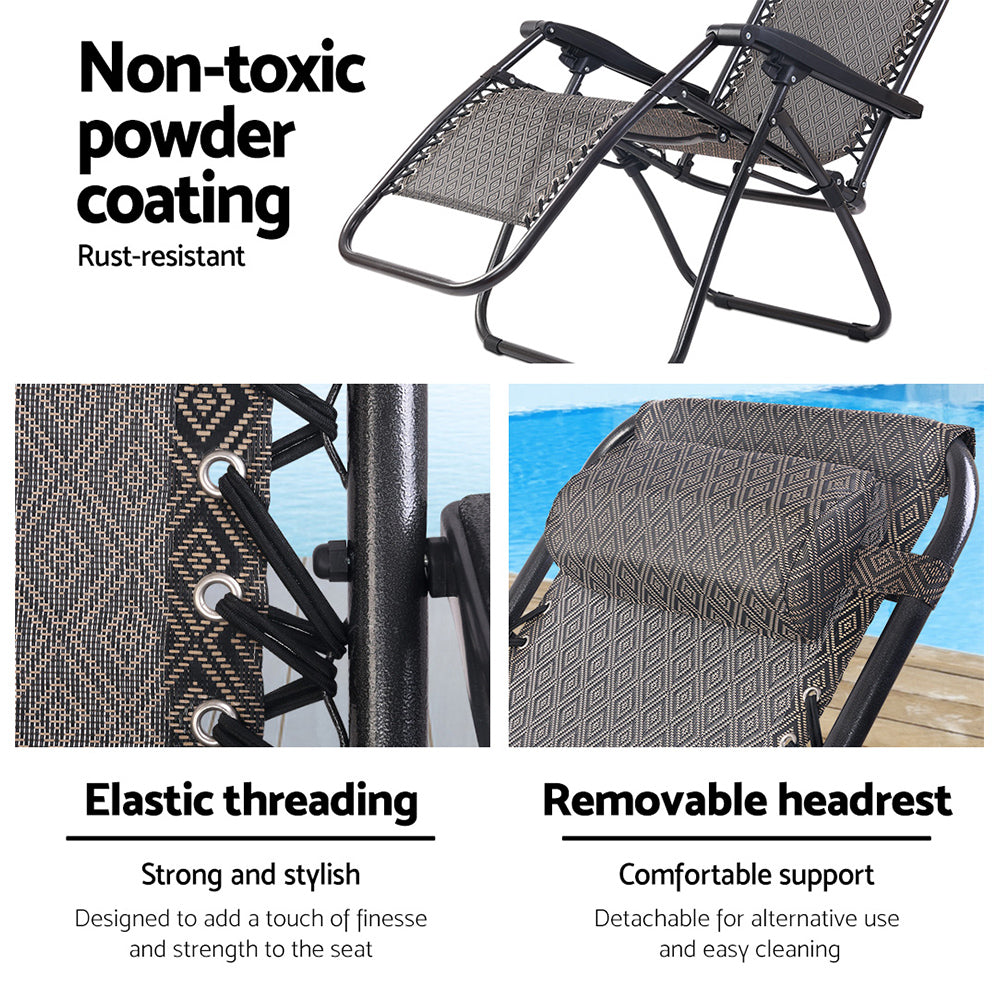 Gardeon Zero Gravity Chair 2PC Reclining Outdoor Sun Lounge Folding Camping - image6