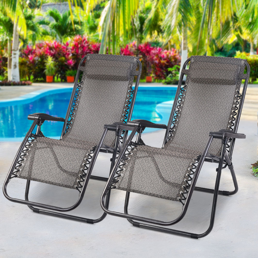 Gardeon Zero Gravity Chair 2PC Reclining Outdoor Sun Lounge Folding Camping - image8