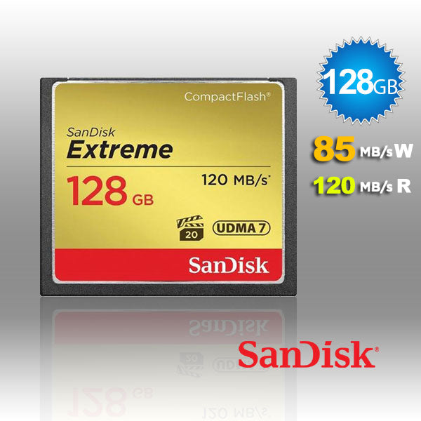 SanDisk 128GB Extreme CompactFlash Card with (write) 85MB/s and (Read)120MB/s - SDCFXSB-128G - image1