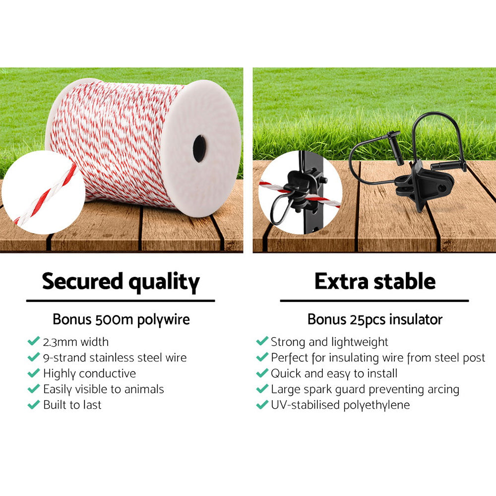 Electric Fence Wire 500M Fencing Roll Energiser Poly Stainless Steel - image6