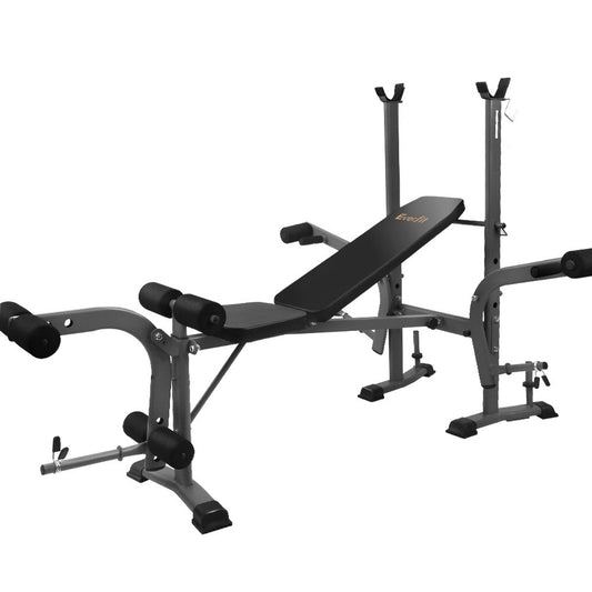 Multi Station Weight Bench Press Fitness Weights Equipment Incline Black - image1