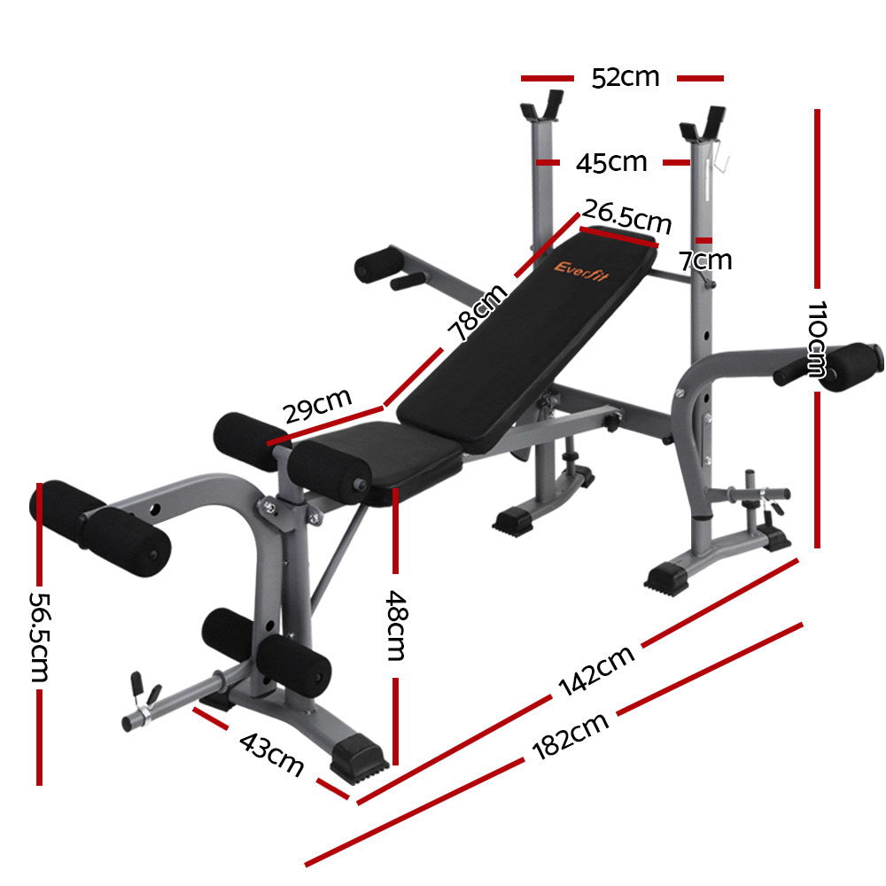 Multi Station Weight Bench Press Fitness Weights Equipment Incline Black - image2
